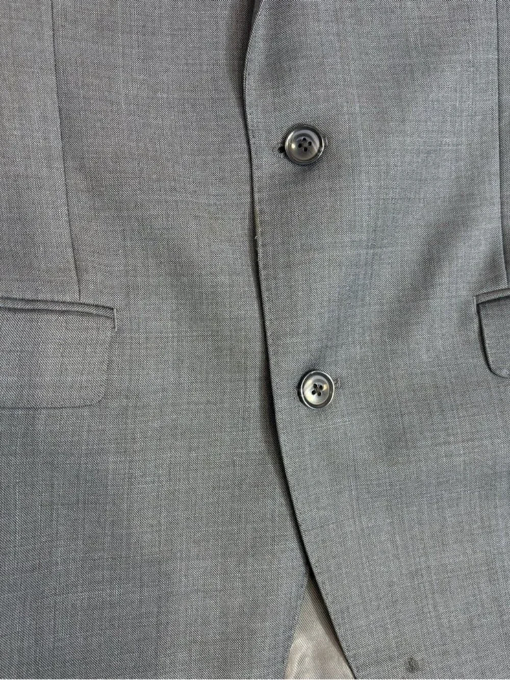 Saks Fifth Avenue Mens Trim Fit Slate Blue 100% Wool 2 Piece Suit Trousers Pants